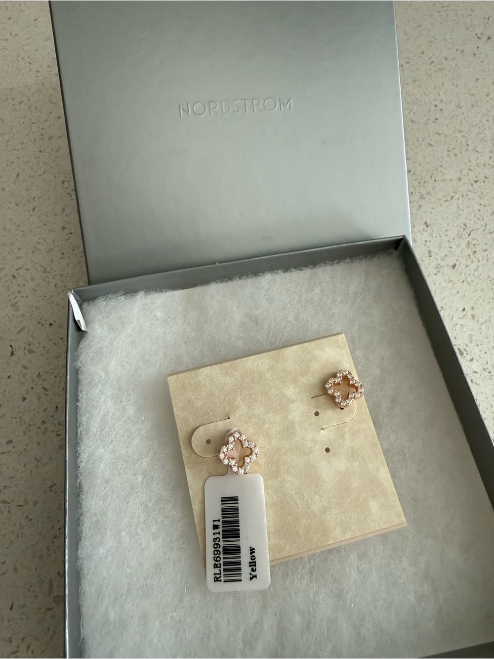 Suzy Levian Sterling Sterling CZ Clover Stud Earrings